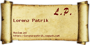 Lorenz Patrik névjegykártya